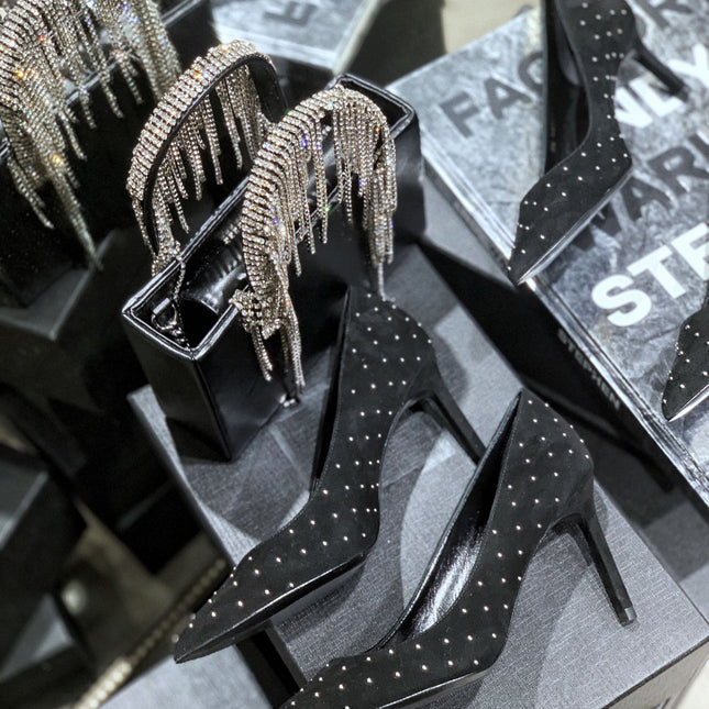 SL CHARLOTTE BEADED PUMPS BLACK SUEDE
