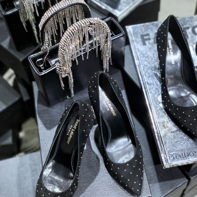 SL CHARLOTTE BEADED PUMPS BLACK SUEDE