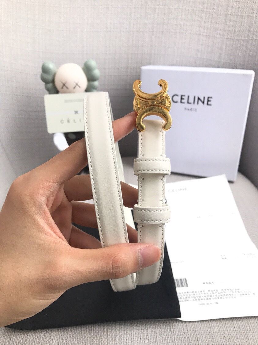 TRIOMPHE BELT IN WHITE CALFSKIN GOLD HARDWARE 567874