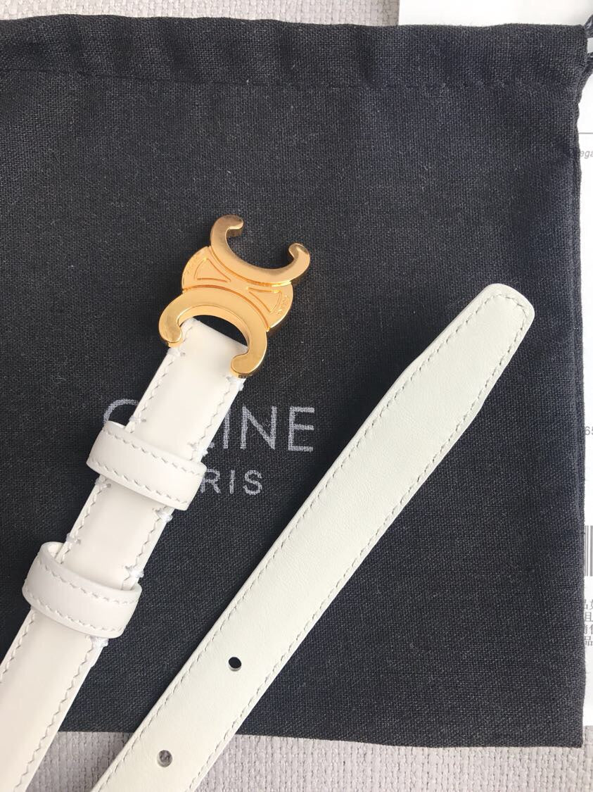 TRIOMPHE BELT IN WHITE CALFSKIN GOLD HARDWARE 567874