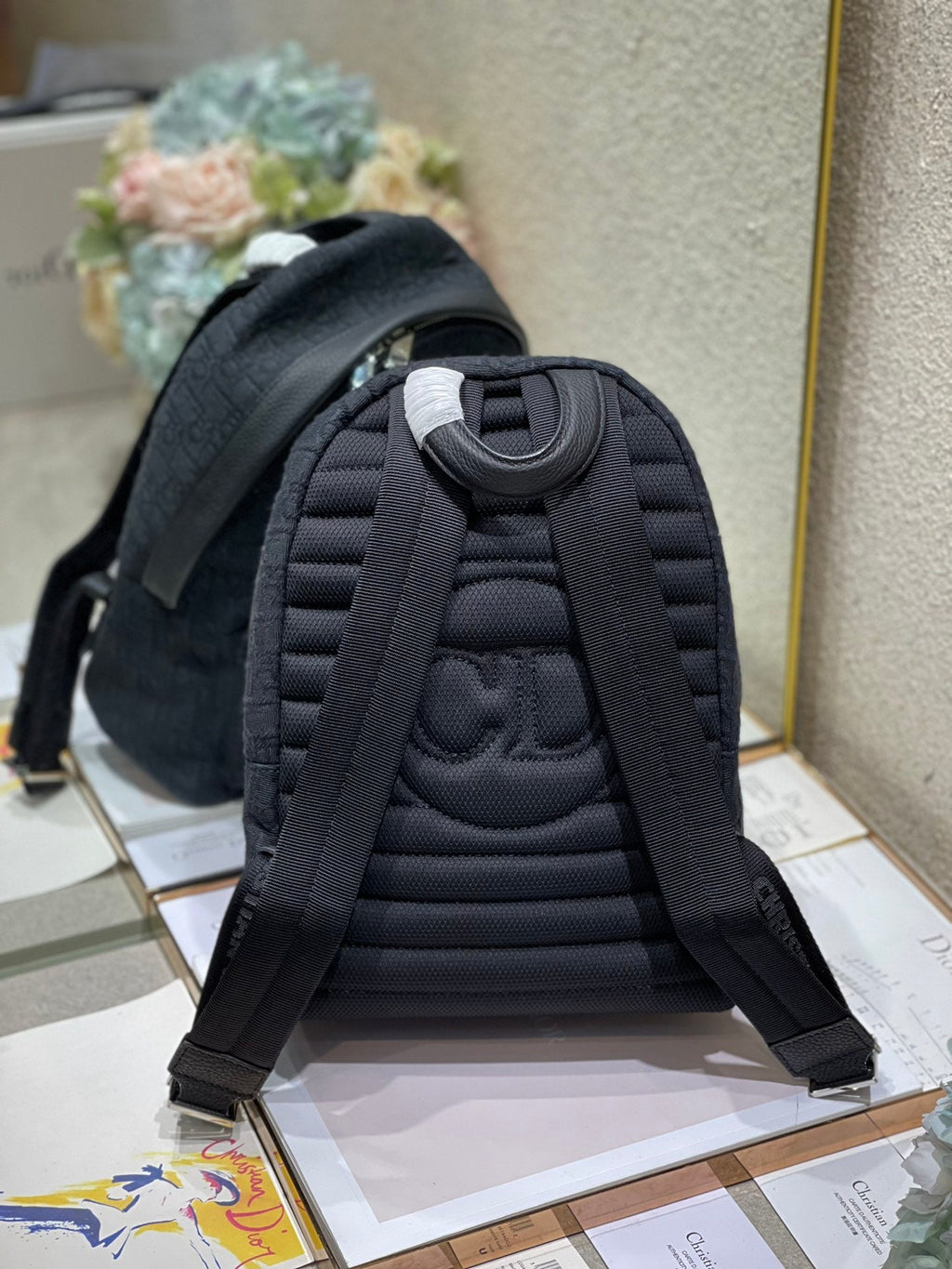 DIOR 26S RIDER BACKPACK 29 IN BLACK OBLIQUE JACQUARD
