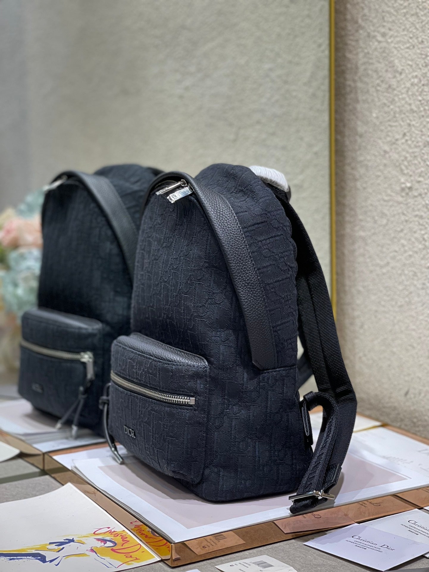 DIOR 26S RIDER BACKPACK 29 IN BLACK OBLIQUE JACQUARD