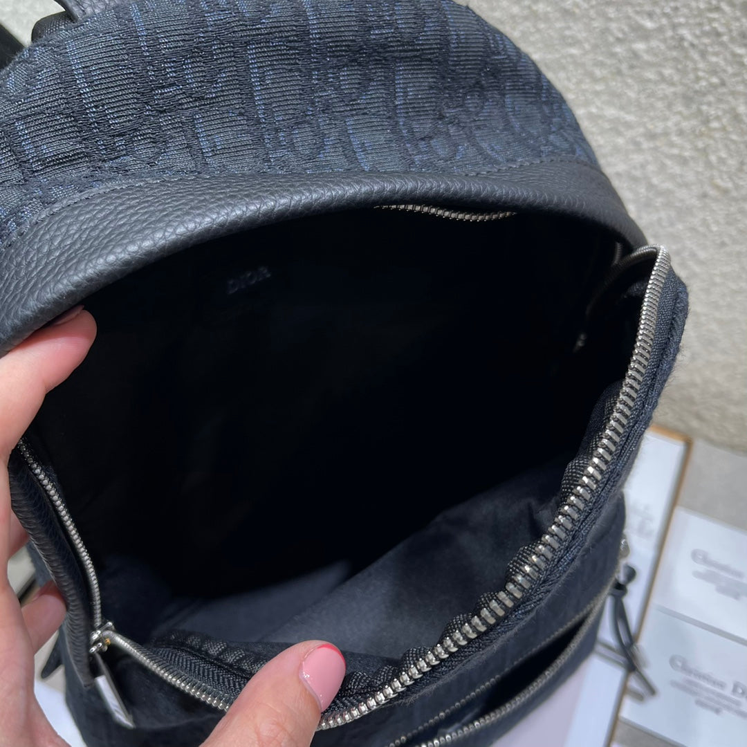 DIOR 26S RIDER BACKPACK 30 IN BLACK OBLIQUE JACQUARD