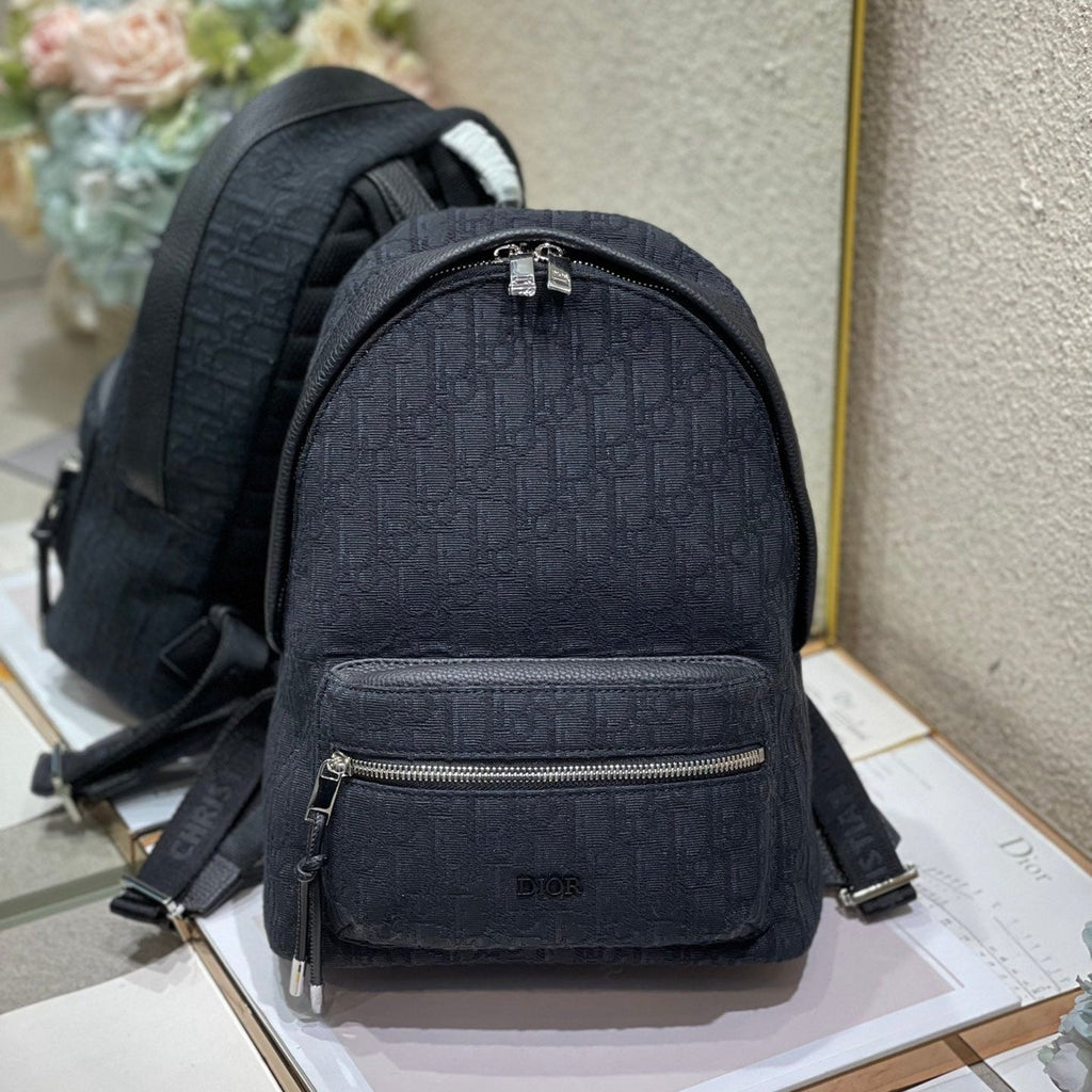 DIOR 26S RIDER BACKPACK 29 IN BLACK OBLIQUE JACQUARD