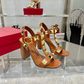 VALENTINO GARAVANI ROCKSTUD 95MM SANDALS IN BROWN CALFSKIN