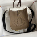HM 25S EVELYNE 17 CM IN LIGHT EARTH BROWN COWHIDE AND BLACK CANVAS WITH SILVER HARDWARE