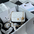 CHANEL 25S SMALL FLAP BAG 17 IN WHITE LAMBSKIN GOLD HARDWARE