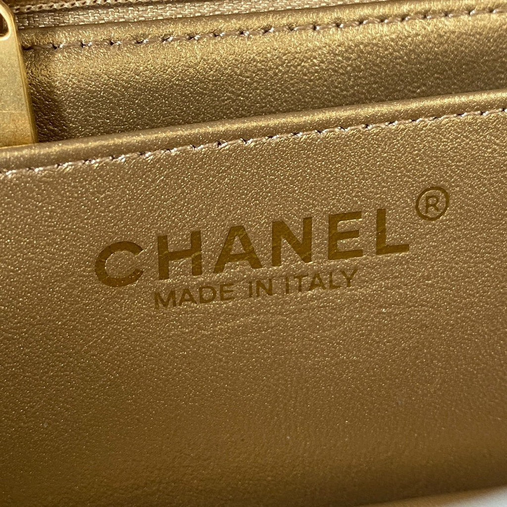 CHANEL 25S FLAP BAG 20 IN BLUE GRAY LAMBSKIN GOLD HARDWARE