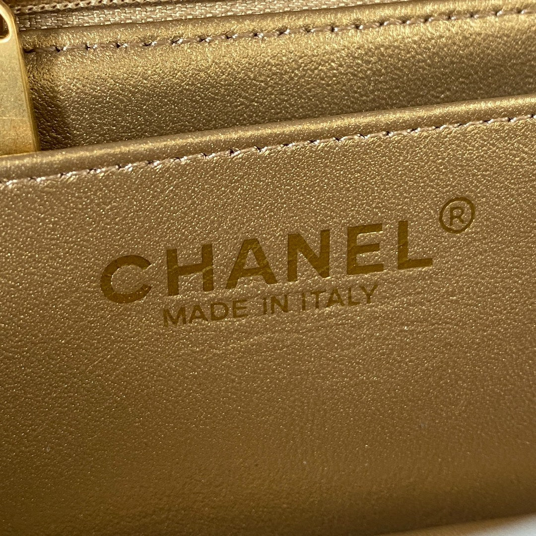 CHANEL 25S FLAP BAG 20 IN BLUE GRAY LAMBSKIN GOLD HARDWARE