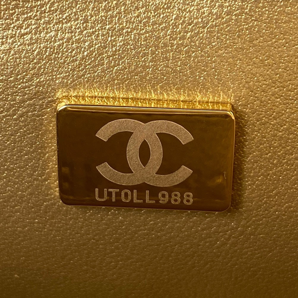 CHANEL 25S FLAP BAG 20 IN BLUE GRAY LAMBSKIN GOLD HARDWARE