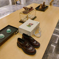 PRADA 26S PENNY LOAFERS 55MM IN BURGUNDY RED PATENT CALFSKIN