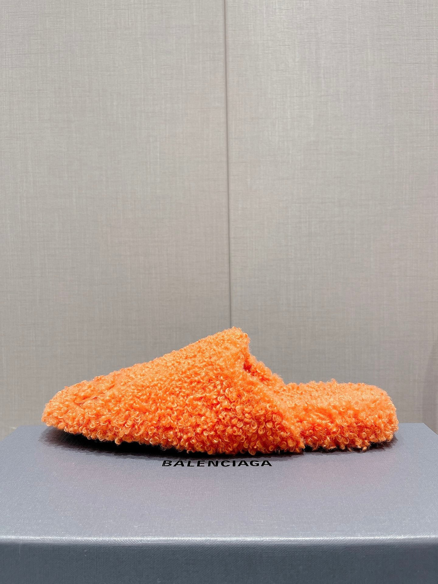 BALENCIAGA 25S MULES IN ORANGE WOOL WITH LOGO