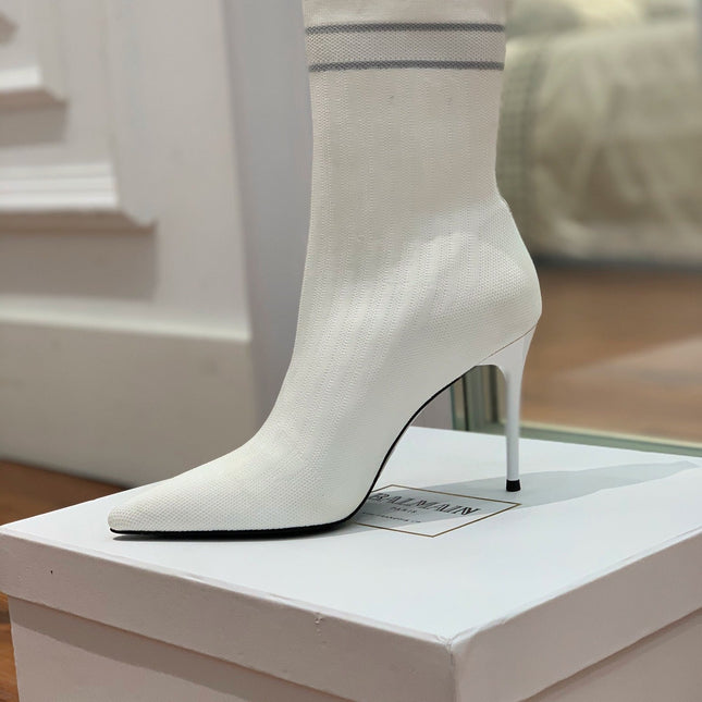 BALMAIN 26S BOOTS 105 MM IN WHITE FLYKNIT STYLE 15