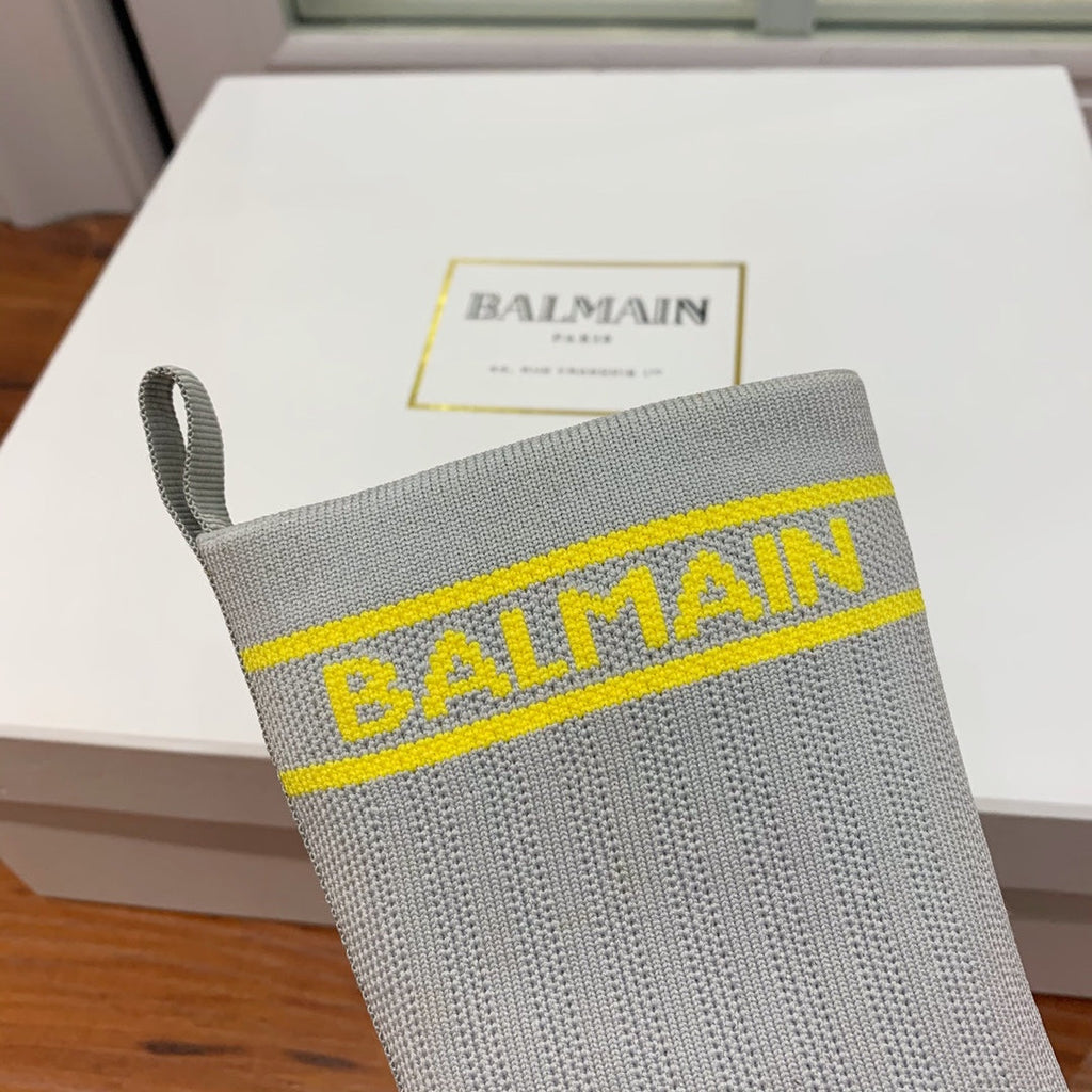 BALMAIN 26S BOOTS 105 MM IN GREY FLYKNIT STYLE 13