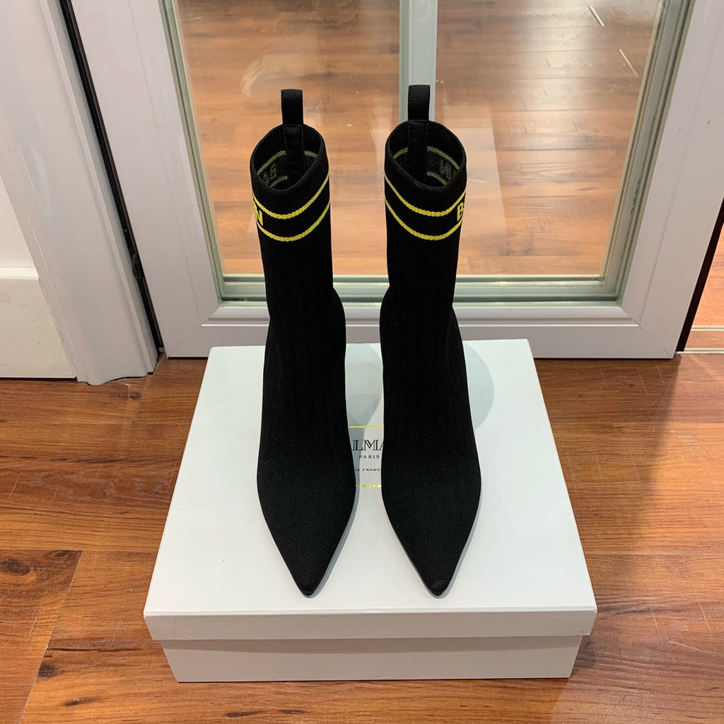 BALMAIN 26S BOOTS 105 MM IN BLACK FLYKNIT STYLE 14
