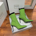 BALMAIN 26S BOOTS 105 MM IN GREEN FLYKNIT STYLE 20