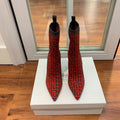 BALMAIN 26S BOOTS 105 MM IN BLACK AND RED FLYKNIT STYLE 11