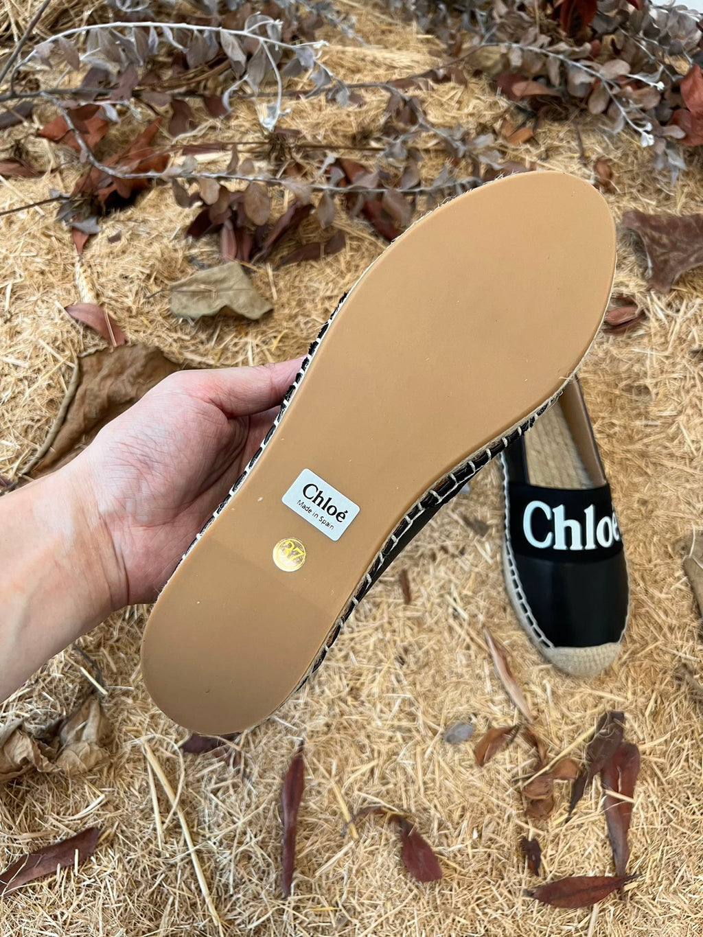 CHLOÉ 26S ESPADRILLE LOAFERS IN BLACK CALFSKIN AND CANVAS