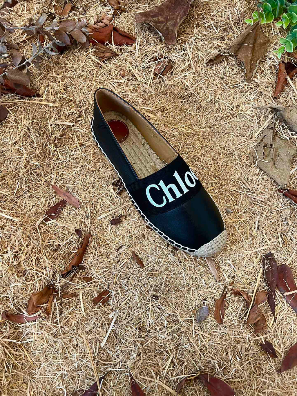 CHLOÉ 26S ESPADRILLE LOAFERS IN BLACK CALFSKIN AND CANVAS
