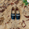 CHLOÉ 26S ESPADRILLE LOAFERS IN BLACK CALFSKIN AND CANVAS