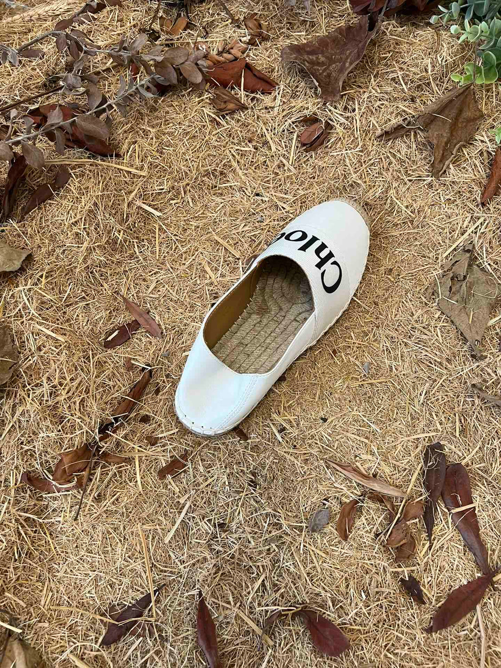 CHLOÉ 26S ESPADRILLE LOAFERS IN WHITE CALFSKIN AND CANVAS