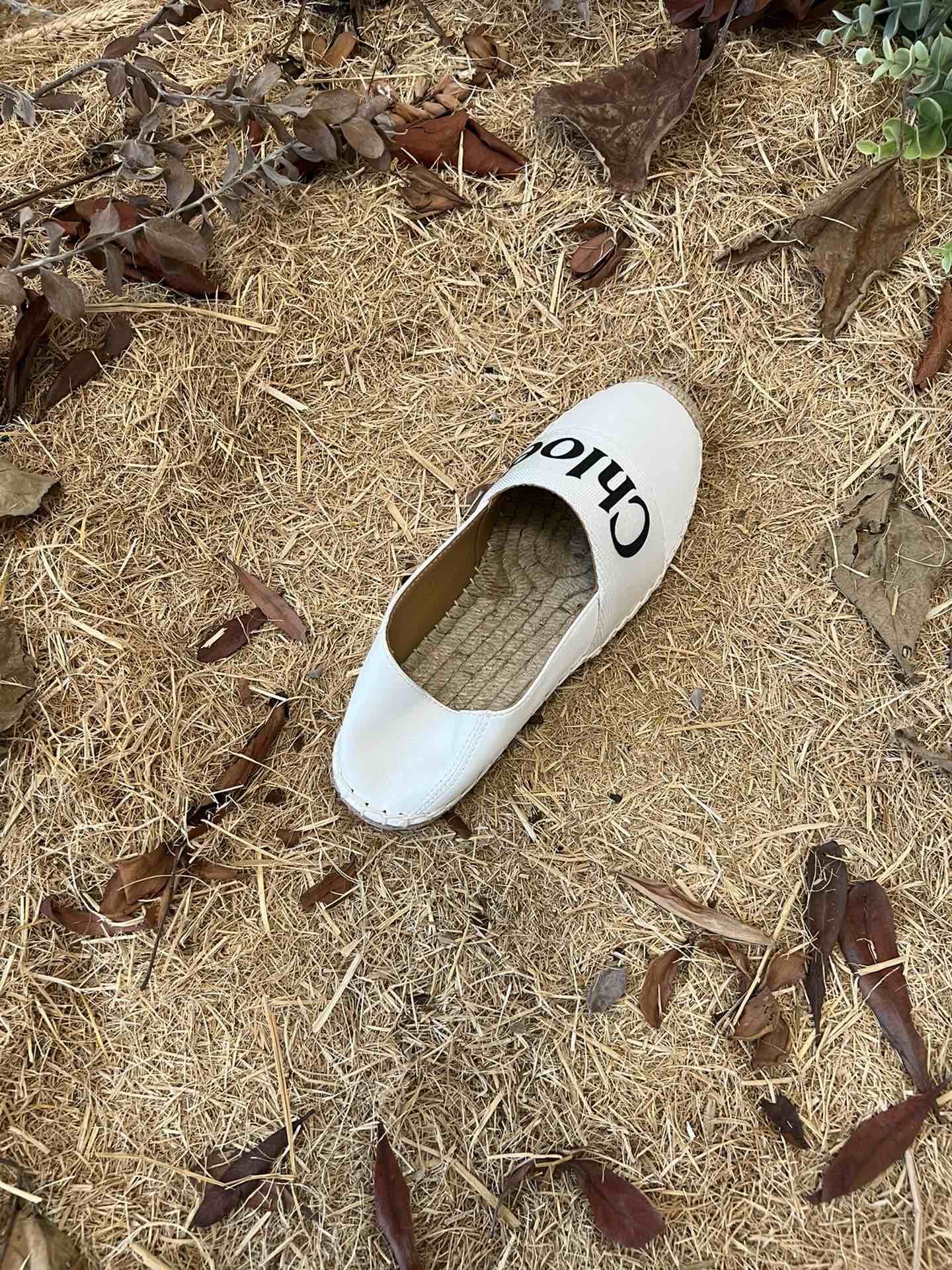 CHLOÉ 26S ESPADRILLE LOAFERS IN WHITE CALFSKIN AND CANVAS