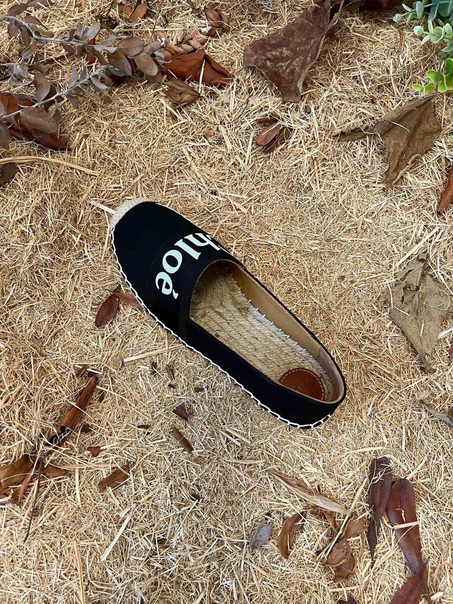 CHLOÉ 26S ESPADRILLE LOAFERS IN BLACK CANVAS