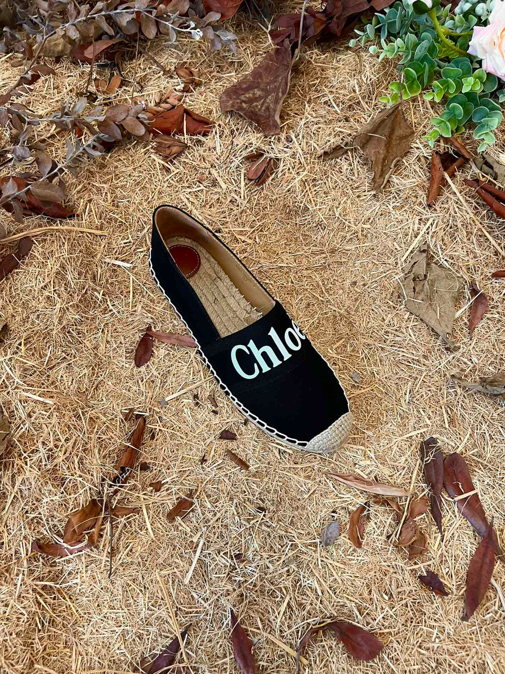 CHLOÉ 26S ESPADRILLE LOAFERS IN BLACK CANVAS