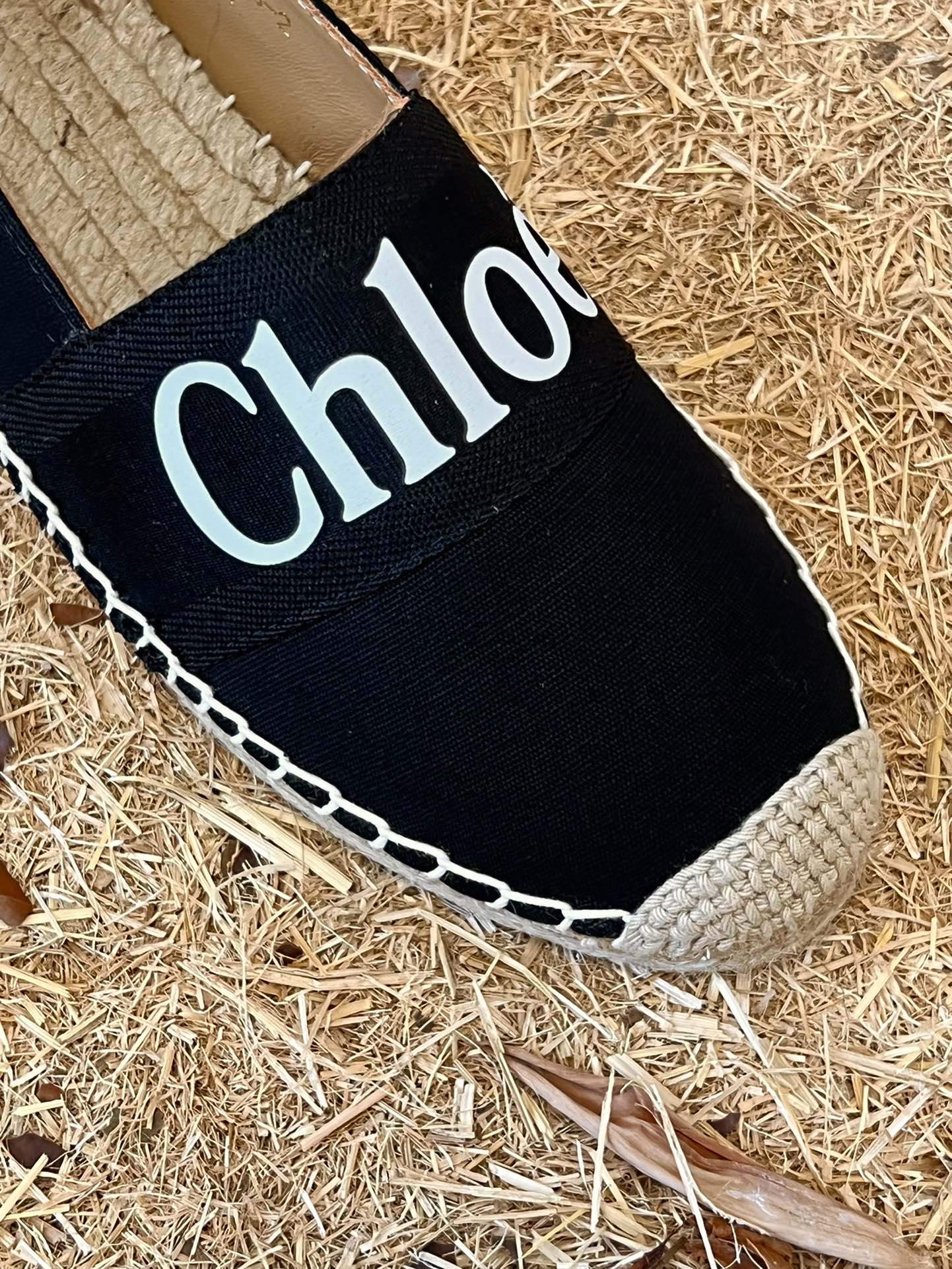 CHLOÉ 26S ESPADRILLE LOAFERS IN BLACK CANVAS