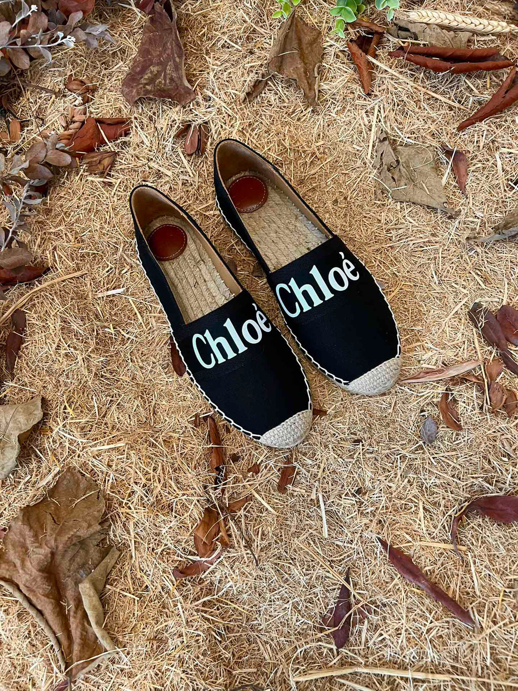 CHLOÉ 26S ESPADRILLE LOAFERS IN BLACK CANVAS