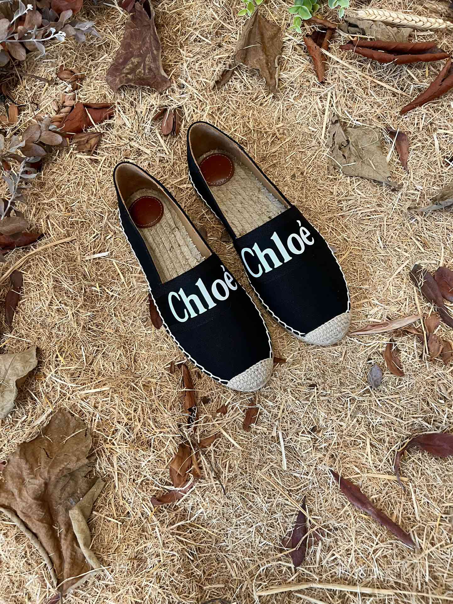 CHLOÉ 26S ESPADRILLE LOAFERS IN BLACK CANVAS