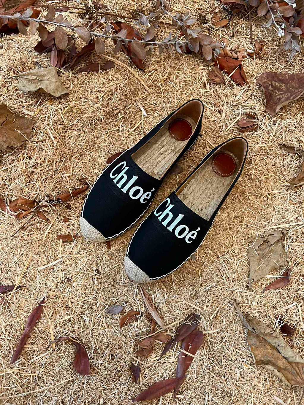 CHLOÉ 26S ESPADRILLE LOAFERS IN BLACK CANVAS