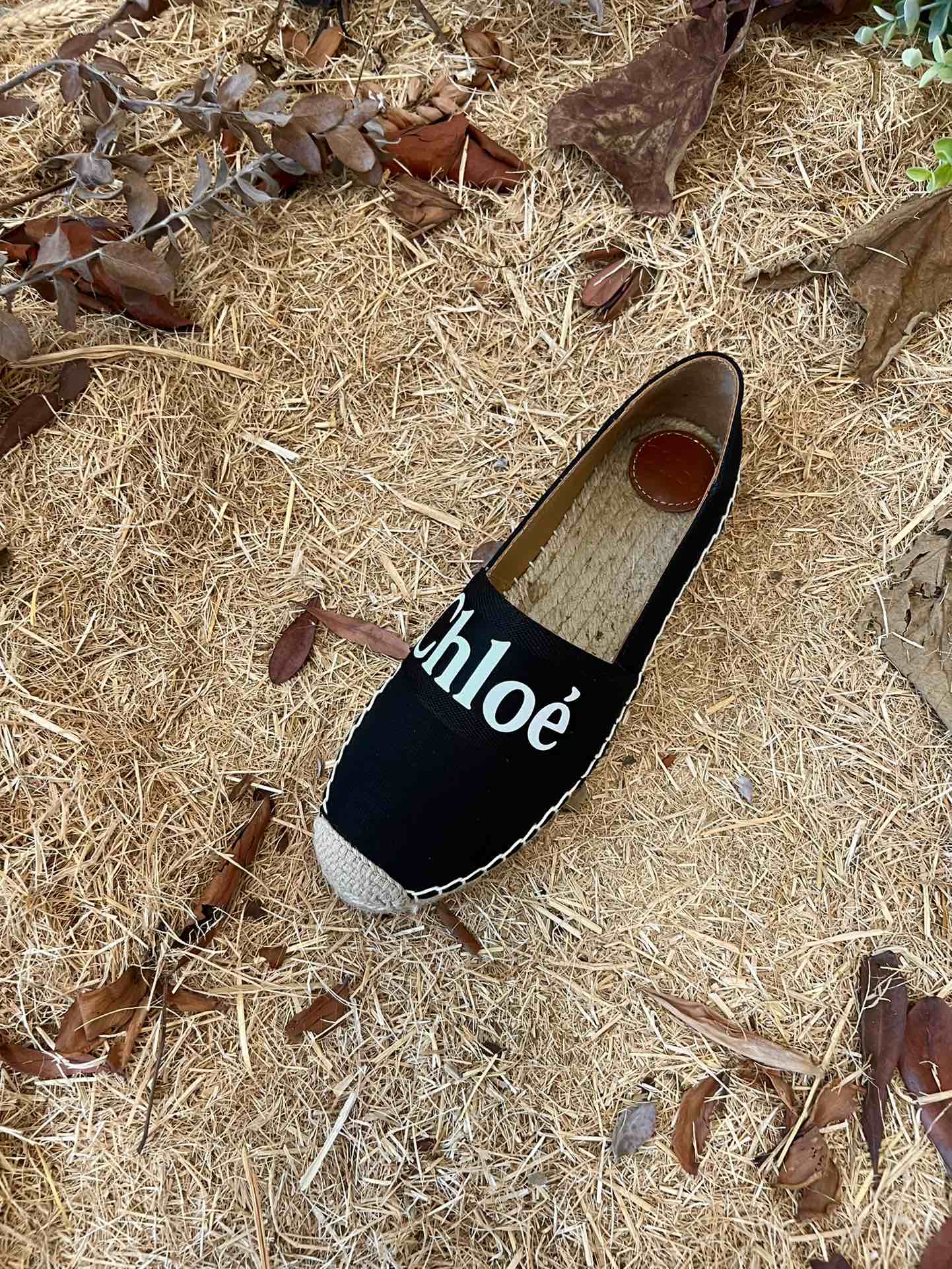 CHLOÉ 26S ESPADRILLE LOAFERS IN BLACK CANVAS