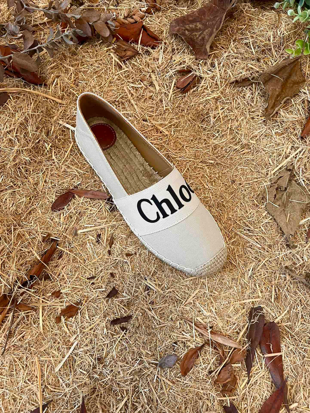 CHLOÉ 26S ESPADRILLE LOAFERS IN LIGHT BEIGE CANVAS