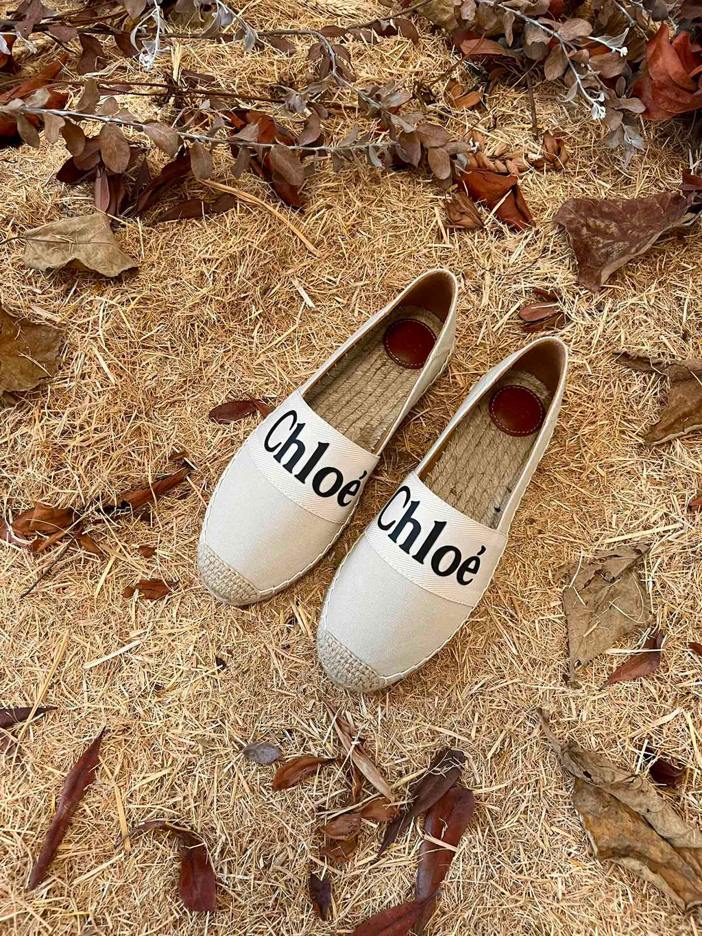CHLOÉ 26S ESPADRILLE LOAFERS IN LIGHT BEIGE CANVAS