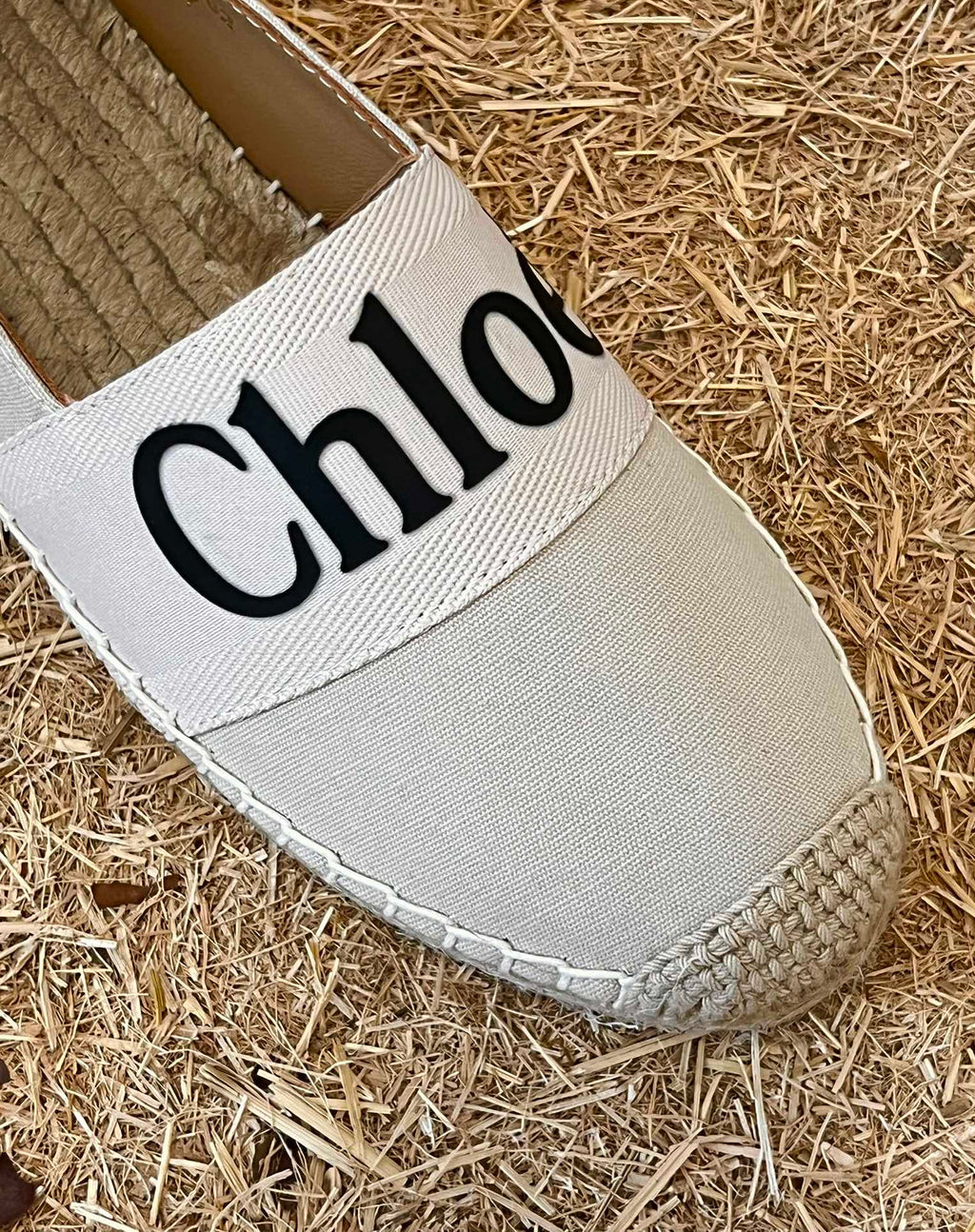 CHLOÉ 26S ESPADRILLE LOAFERS IN LIGHT BEIGE CANVAS