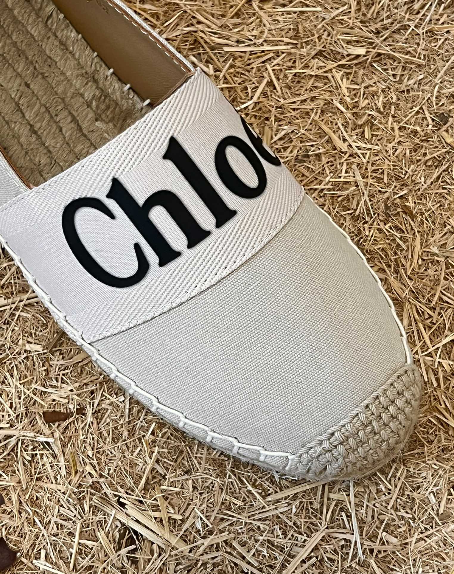 CHLOÉ 26S ESPADRILLE LOAFERS IN LIGHT BEIGE CANVAS