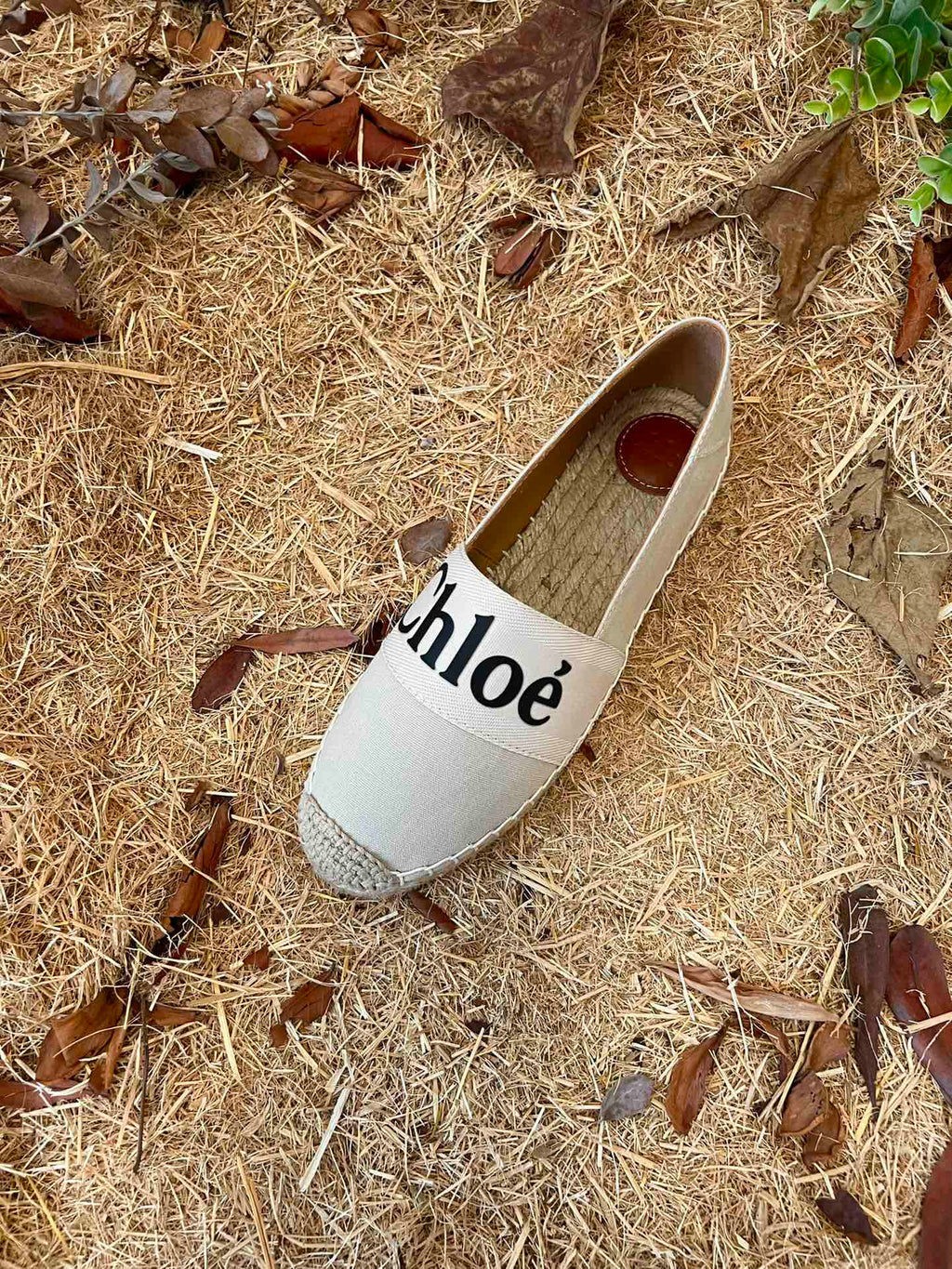 CHLOÉ 26S ESPADRILLE LOAFERS IN LIGHT BEIGE CANVAS
