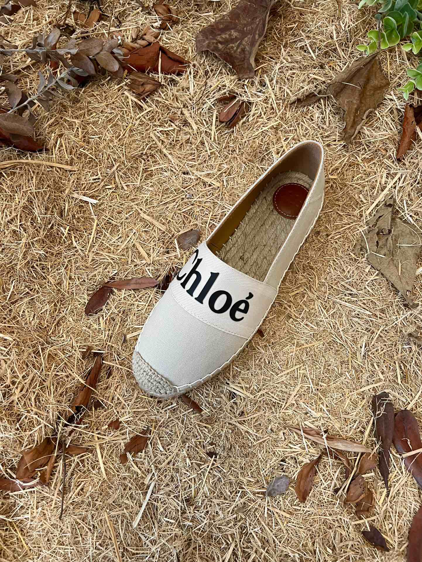 CHLOÉ 26S ESPADRILLE LOAFERS IN LIGHT BEIGE CANVAS