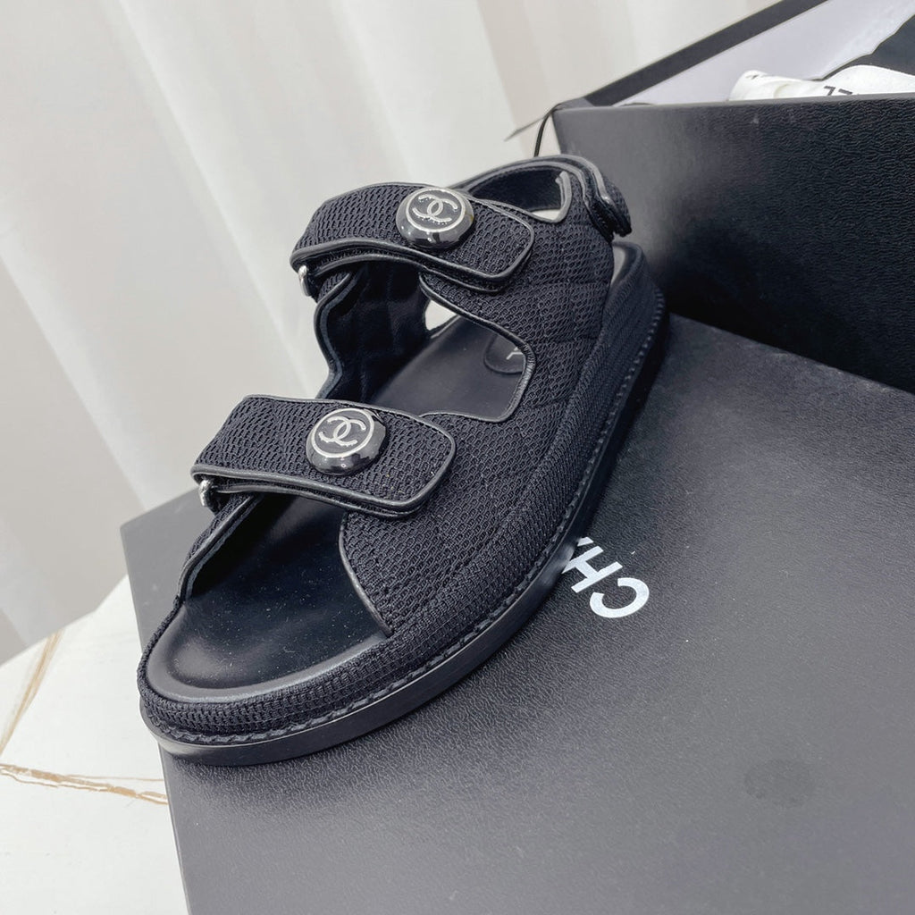 CHANEL 26S SANDALS IN BLACK FABRIC