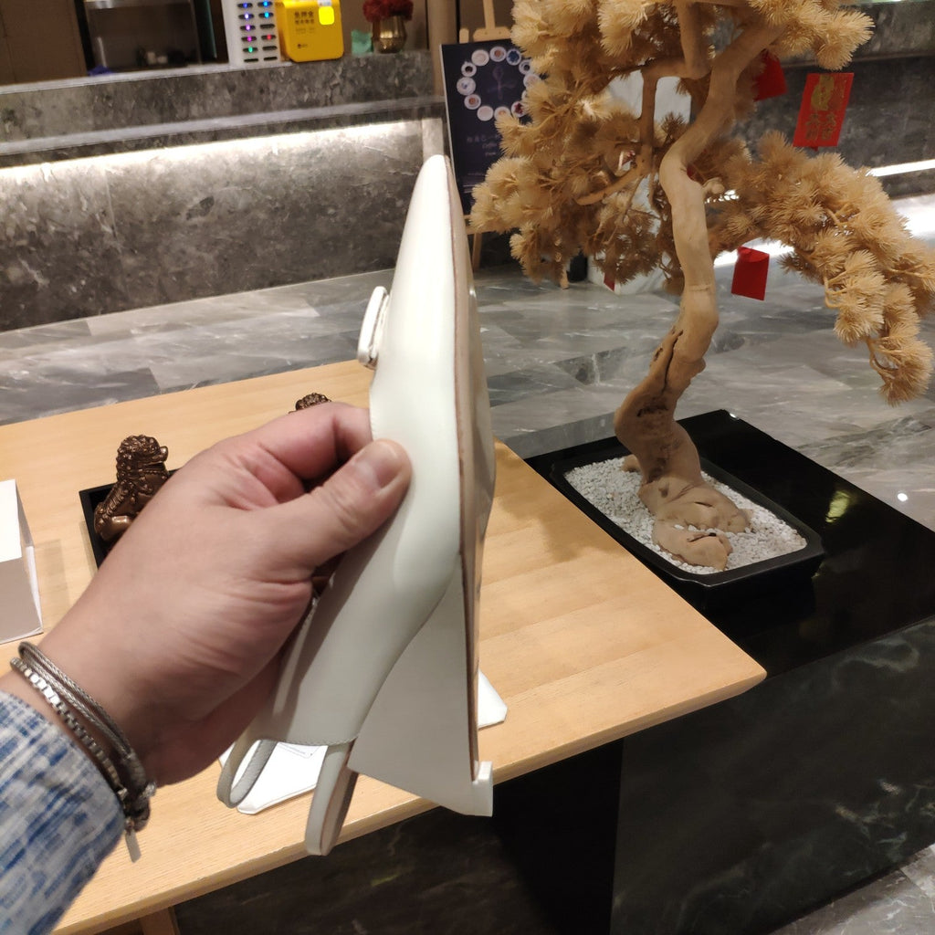 PRADA 26S POINTED TOE WEDGE SLINGBACK PUMPS IN IVORY WHITE CALFSKIN