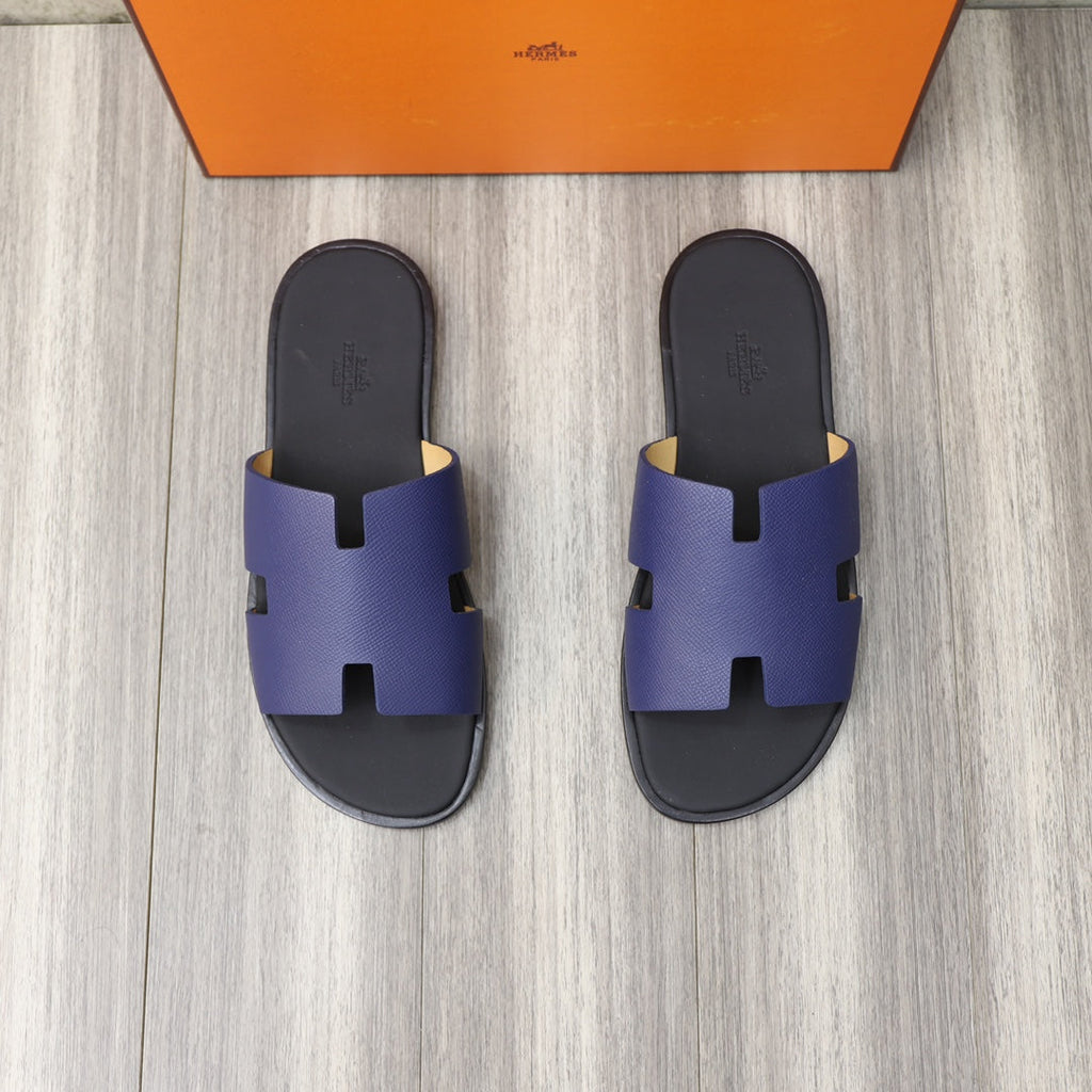 HM IZMIR SANDAL BLACK AND NAVY CALFSKIN