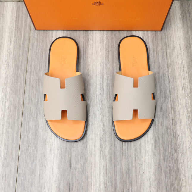 HM IZMIR SANDAL TANGERINE AND PALE GRAY CALFSKIN