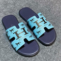 HM IZMIR SANDAL INDIGO AND SKY CALFSKIN WITH ICON