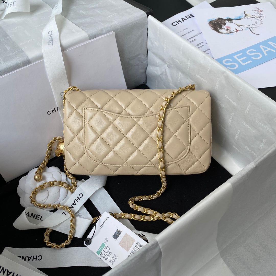 CHANEL 25S FLAP BAG 20 IN NUDE LAMBSKIN GOLD HARDWARE