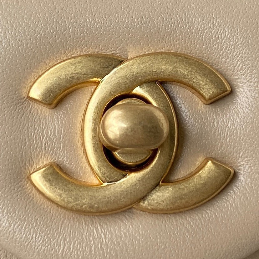 CHANEL 25S FLAP BAG 20 IN NUDE LAMBSKIN GOLD HARDWARE