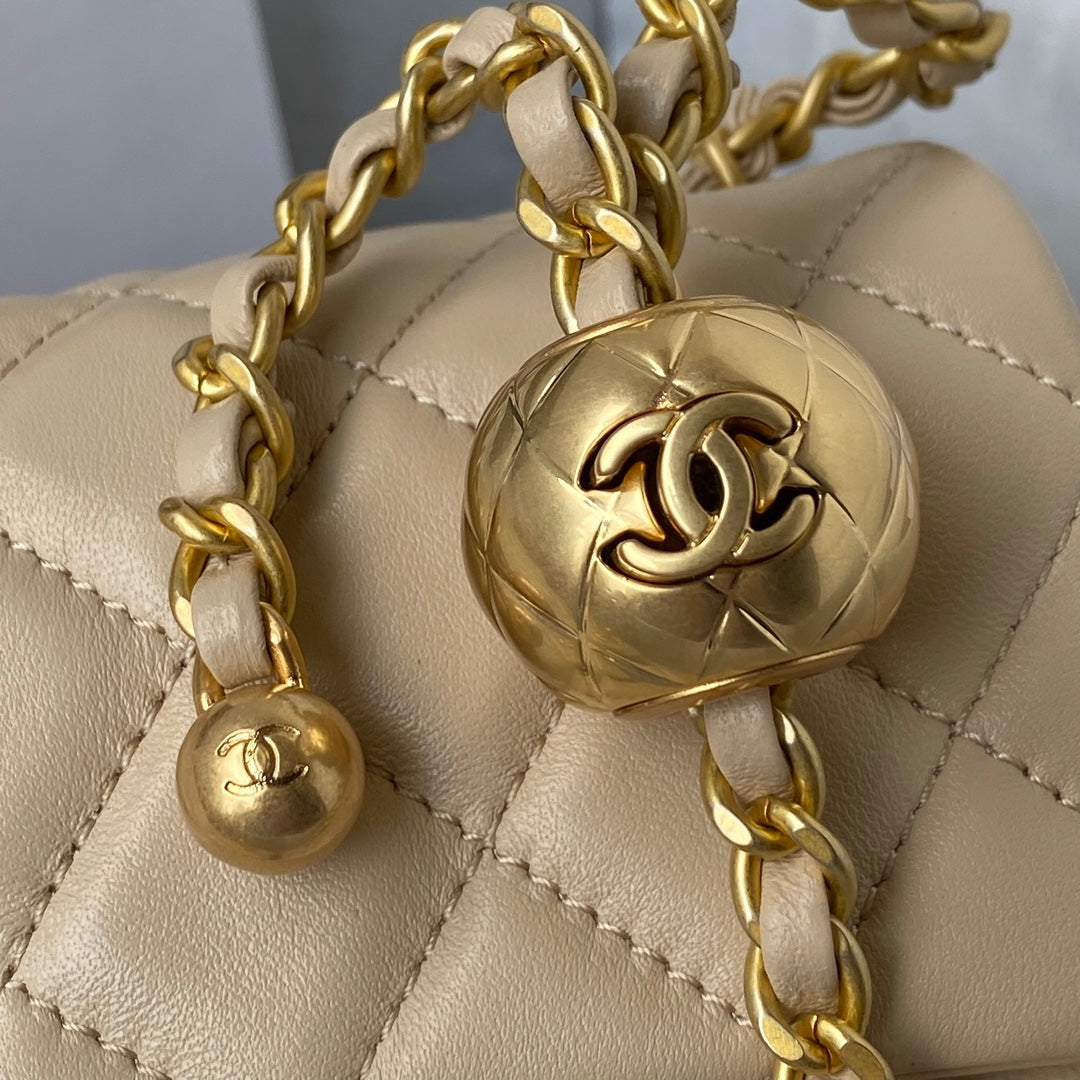 CHANEL 25S FLAP BAG 20 IN NUDE LAMBSKIN GOLD HARDWARE