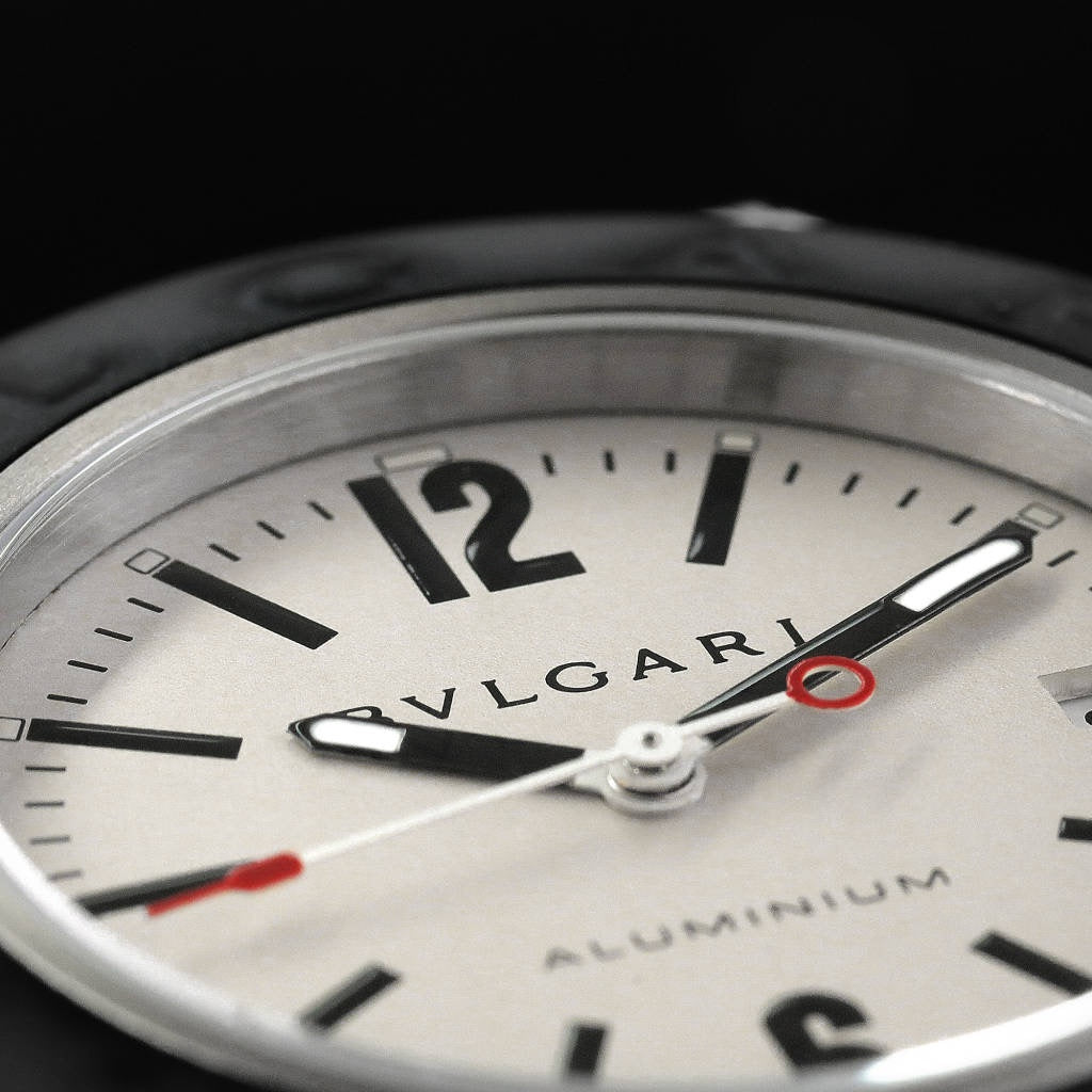 BVLGARI ALUMINIUM AUTOMATIC WHITE DIAL BLACK RUBBER STRAP