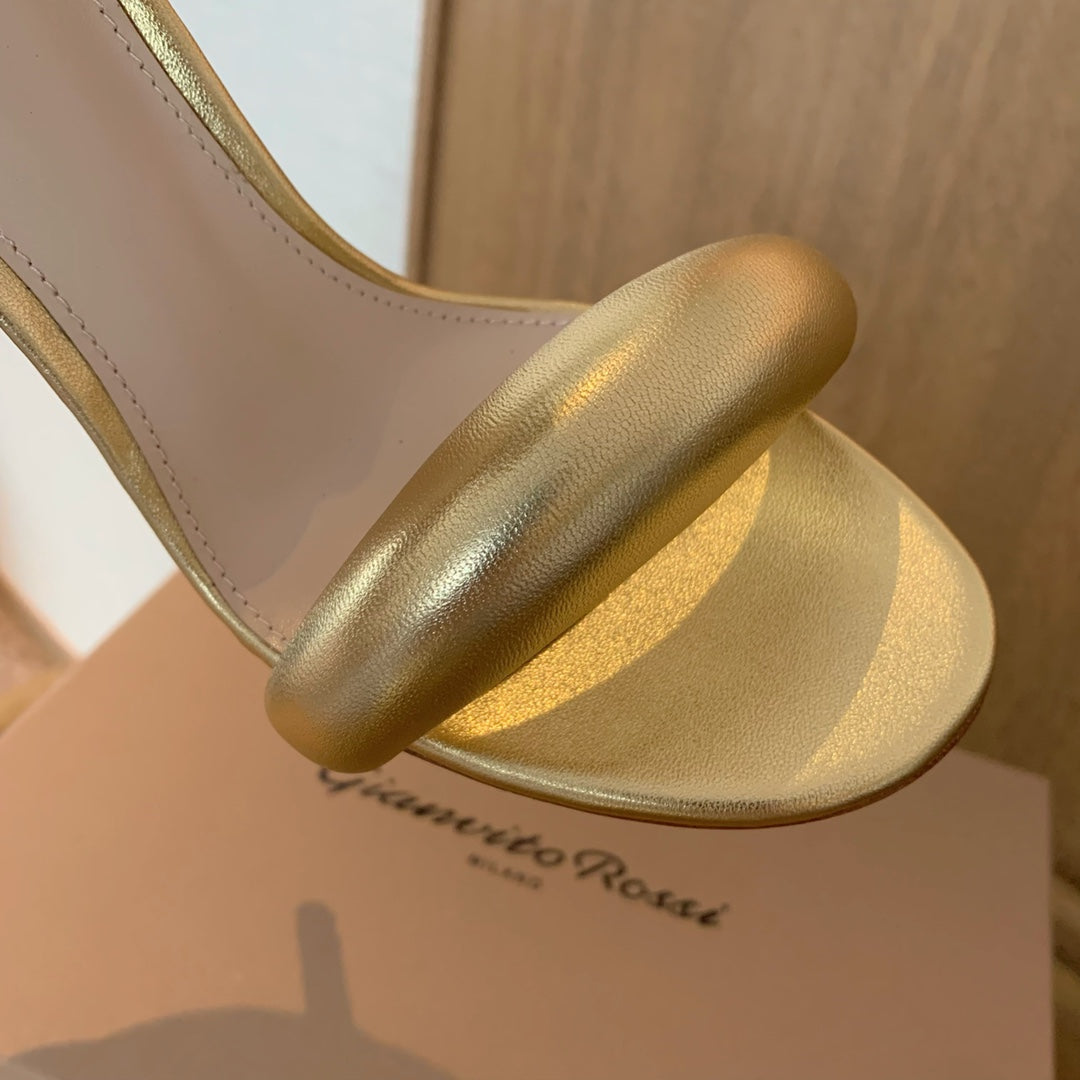 GIANVITO ROSSI 26S BIJOUX SANDALS 105 MM IN GOLD LAMBSKIN