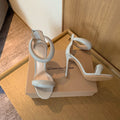GIANVITO ROSSI 26S BIJOUX SANDALS 105 MM IN LIGHT GREY LAMBSKIN